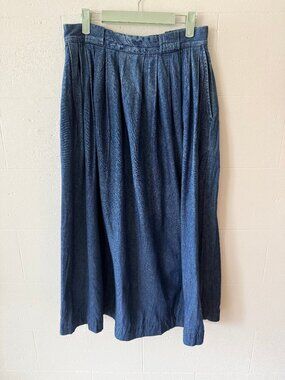 Polo Ralph Lauren | Vintage 90s Pleated Denim Maxi Skirt | Size 12